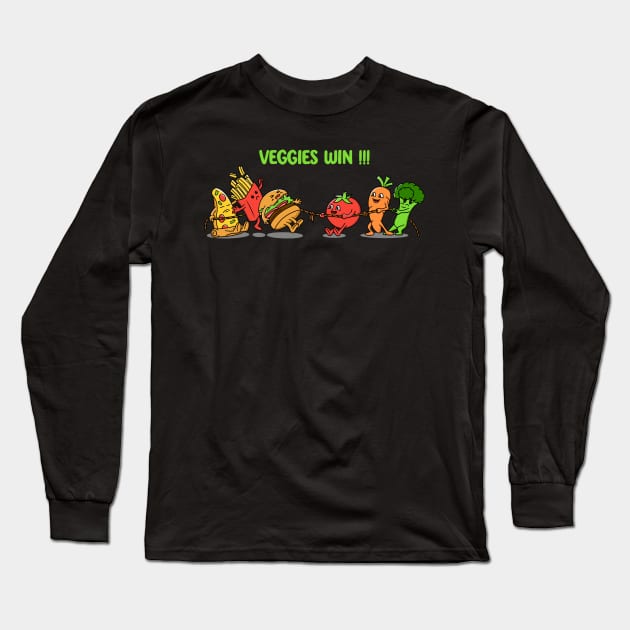 Veggies Win Long Sleeve T-Shirt by Kimprut
